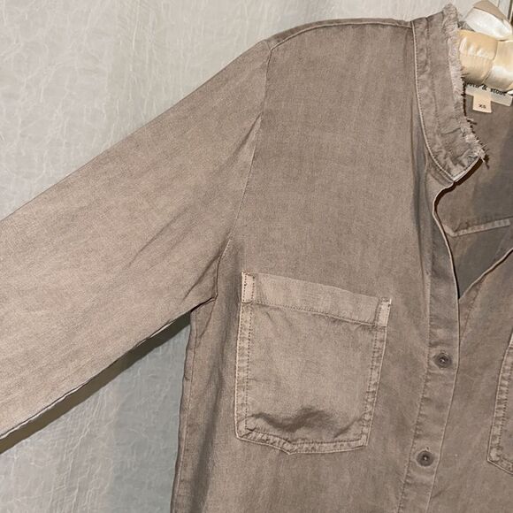 Anthropologie XS Cloth&Stone Stone Wash Tencel Lyocell Long Sleeve Shirt Dress - Picture 7 of 16